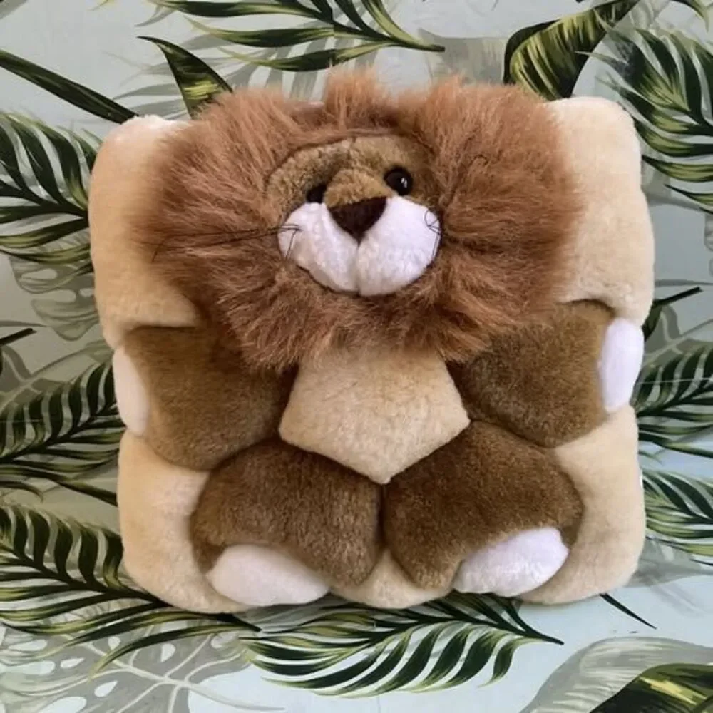 Vintage Stuffed Animal LION Plush Pillow 1998 TWIE Angel Toys Nursery Baby Set